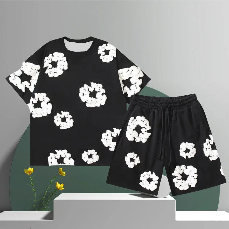Men's Denim Tears Cotton Flower 3D Printed Shorts Set-MODAUTLET