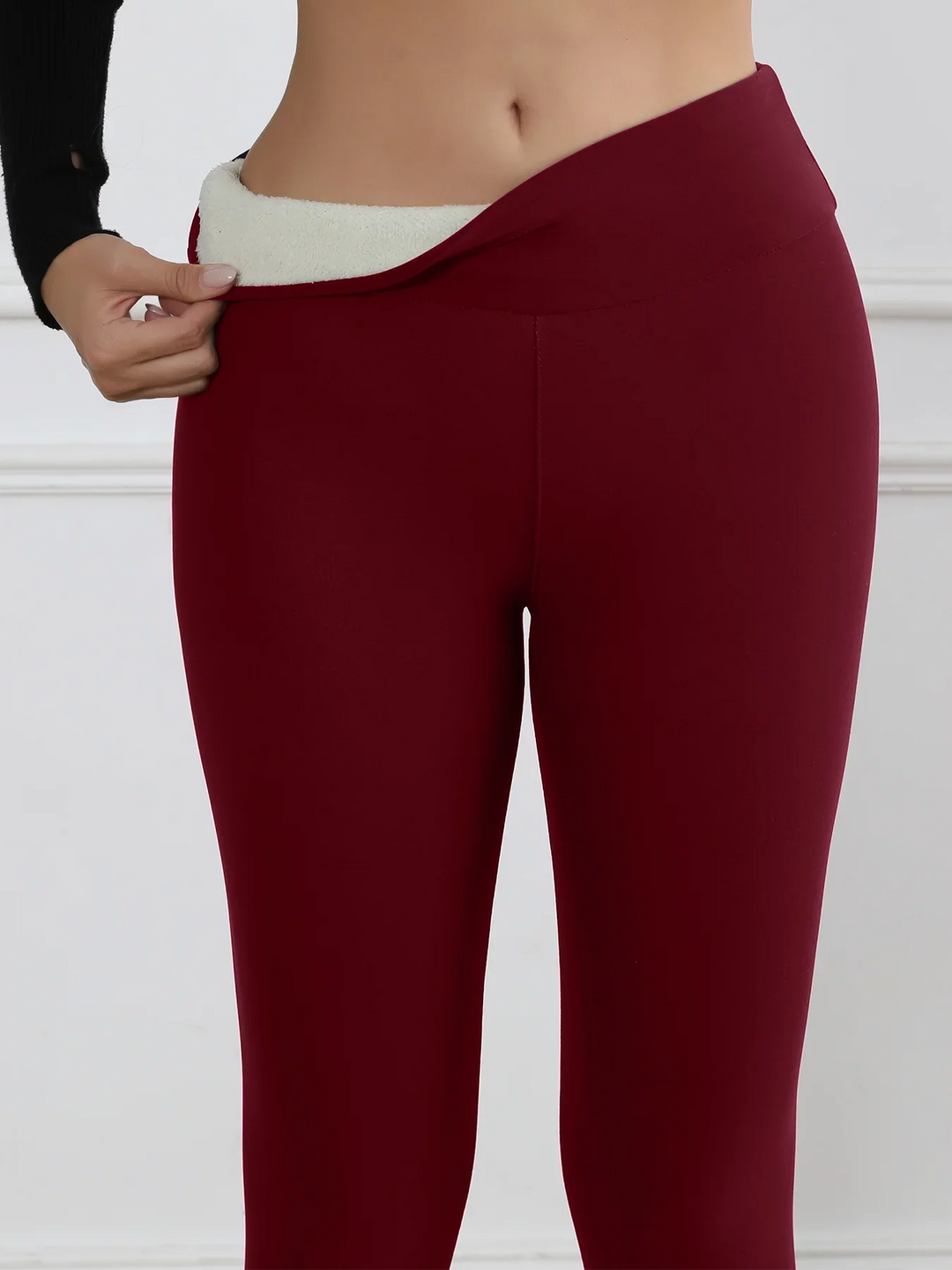 Women's Thick Flared Fleece Leggings High Waist Thermal Tights 534Wine