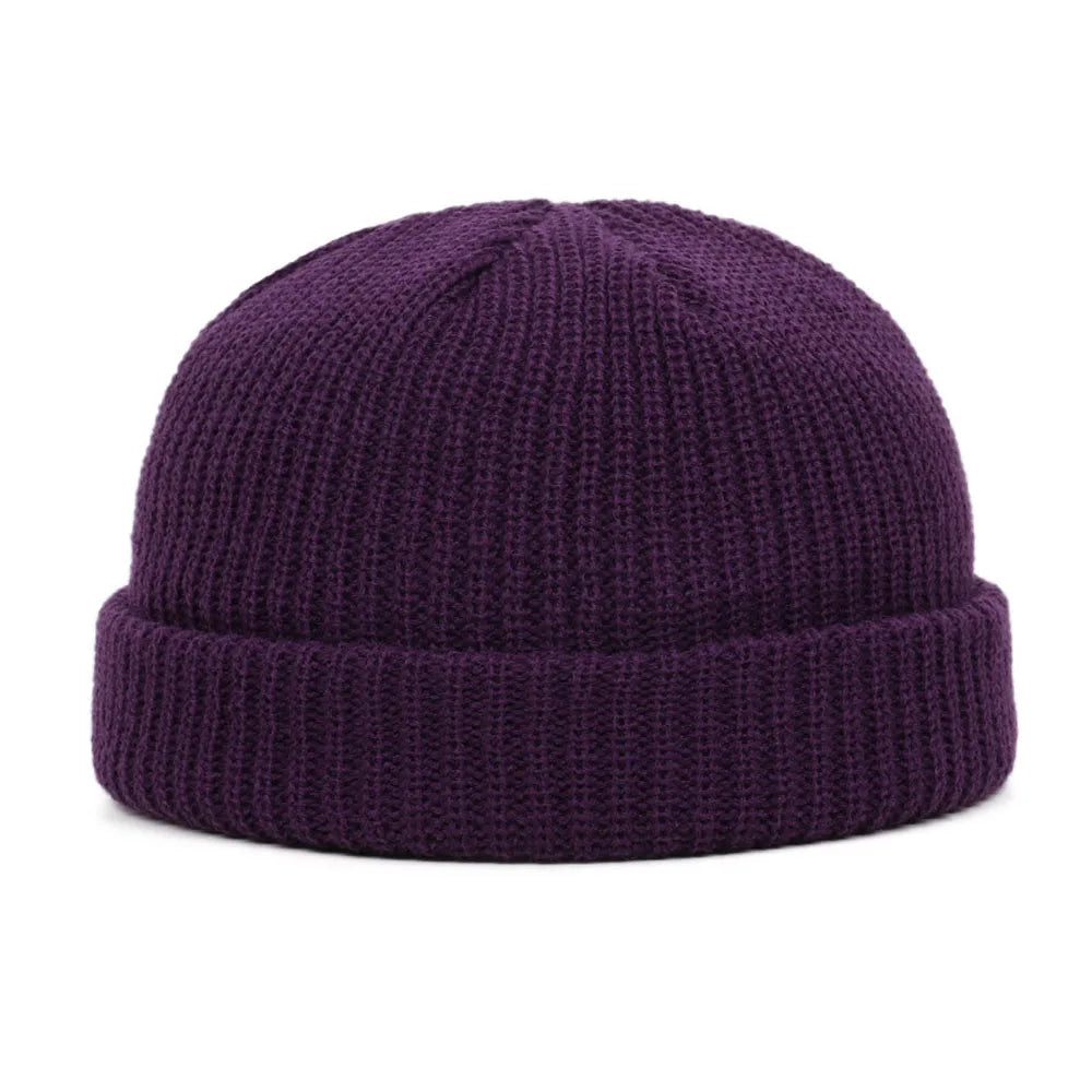 Cozy Winter Knit Beanie – Warm Unisex Skull Cap Purple One Size