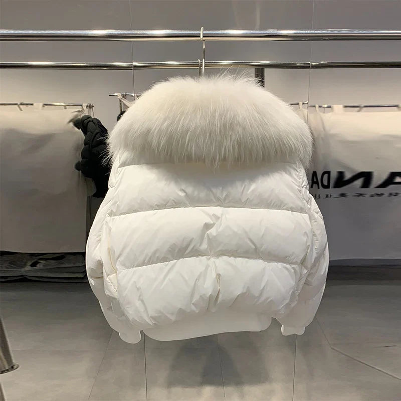 Women's Short White Duck Down Parka