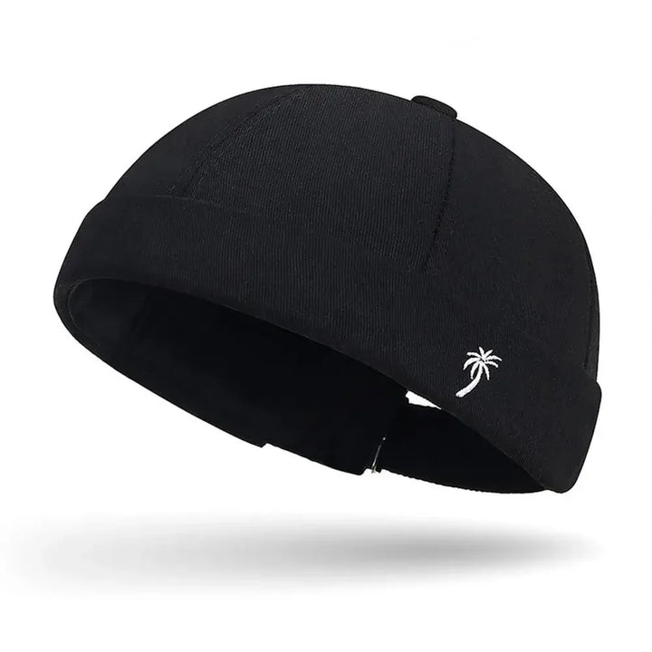 Vintage Washed Cotton Brimless Beanie Hat with Embroidered Coconut Tree – Unisex Adjustable-MODAUTLET