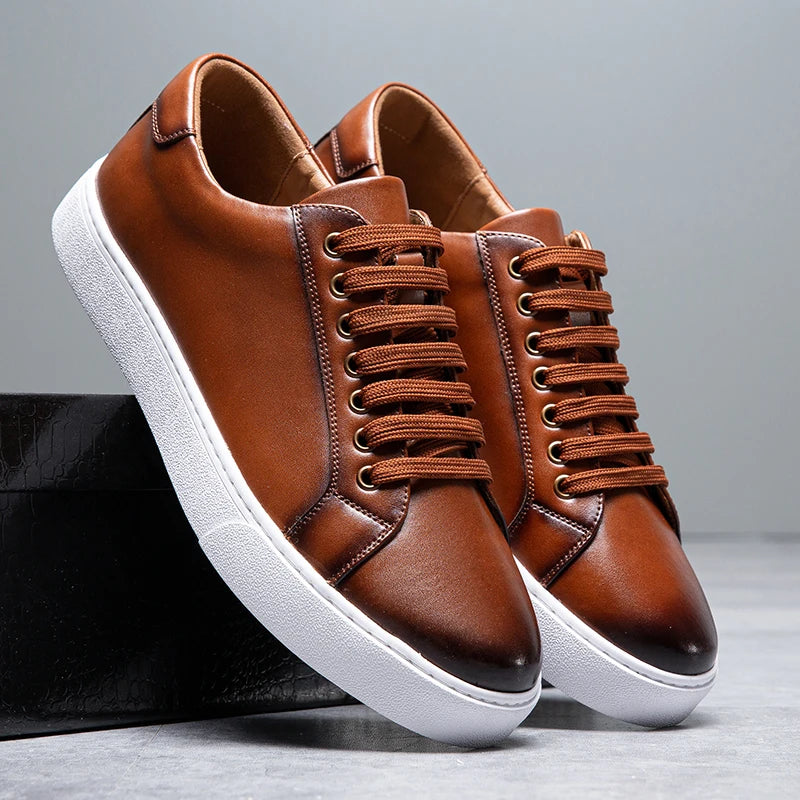 Men's Comfortable Leather Sneakers-MODAUTLET