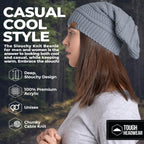 Cozy Knitted Beanie with Fur Lining Light Gray