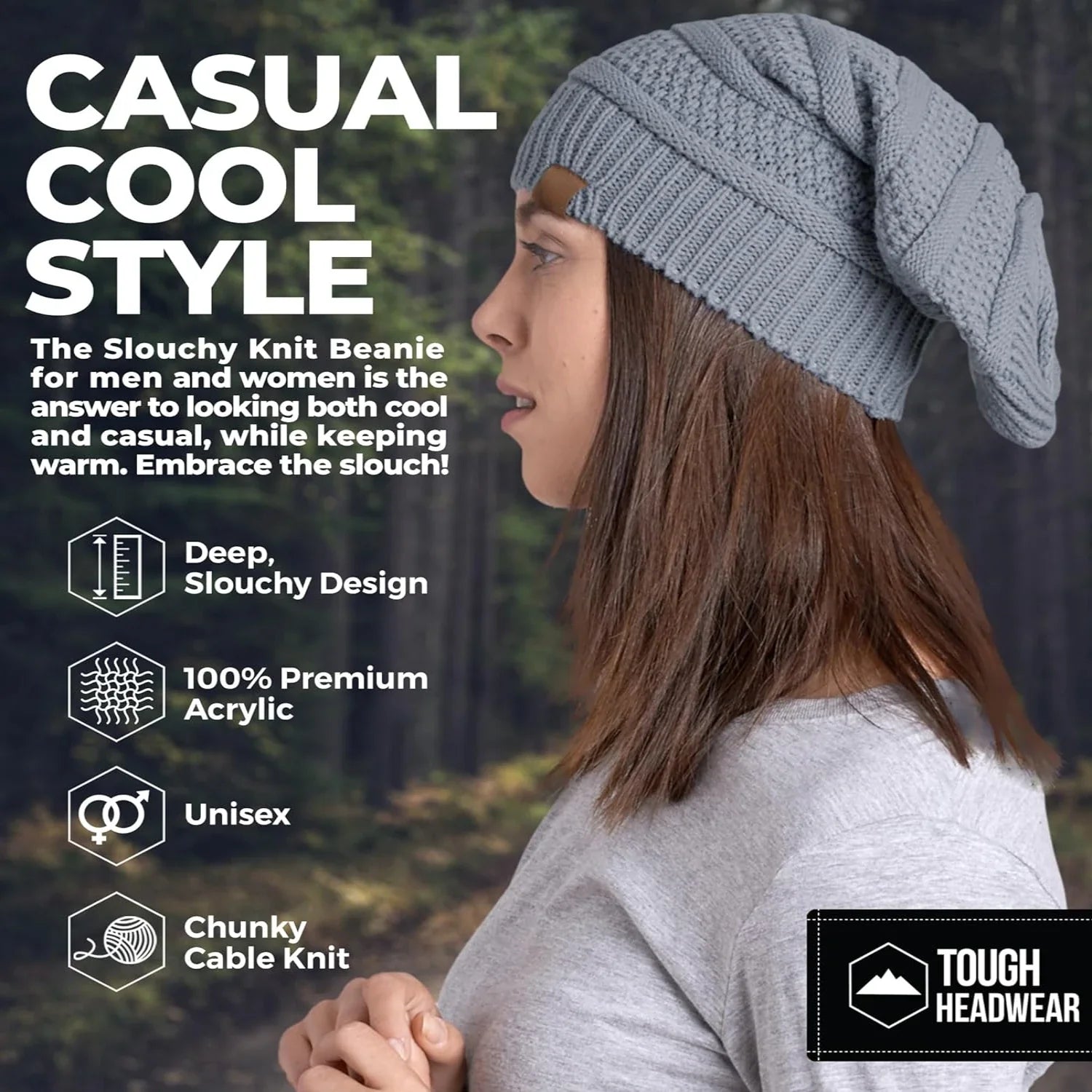 Cozy Knitted Beanie with Fur Lining Light Gray