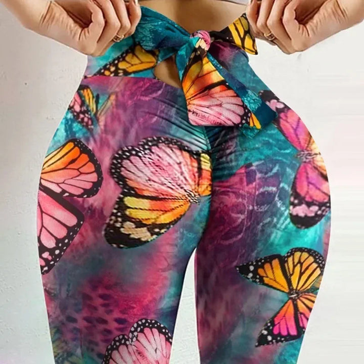 Women's High Waist Butterfly Print Yoga Leggings for Fitness