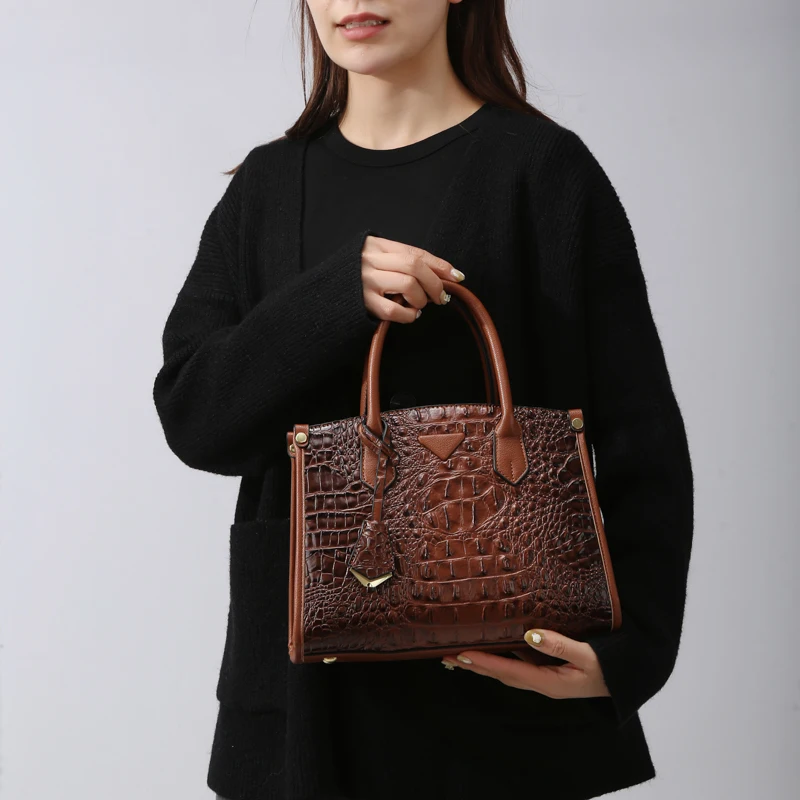 Vintage Crocodile Leather Shoulder Bag For Women Premium