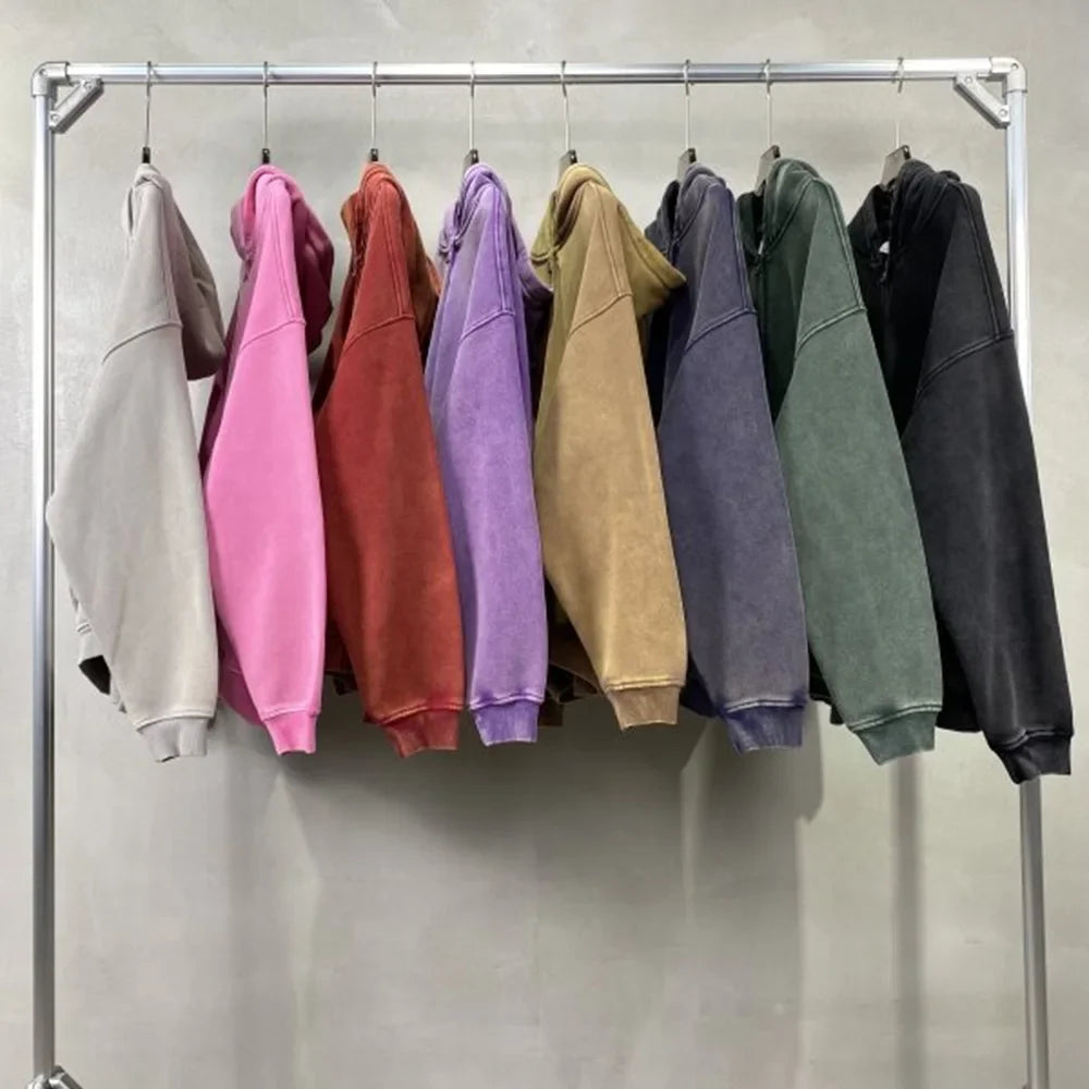 Luxury Batik‑Wash Full‑Zip Street Hoodie