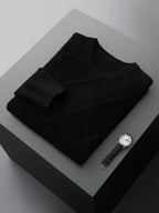 Men's Merino Wool Sweater in Meadow Green Black