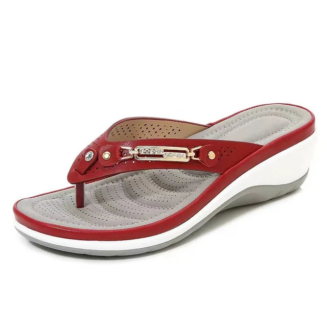 Women's Orthopedic Summer Sandals with Soft Footbed Red