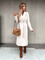Women's Elegant Wool Coat – Timeless Style and Warmth White