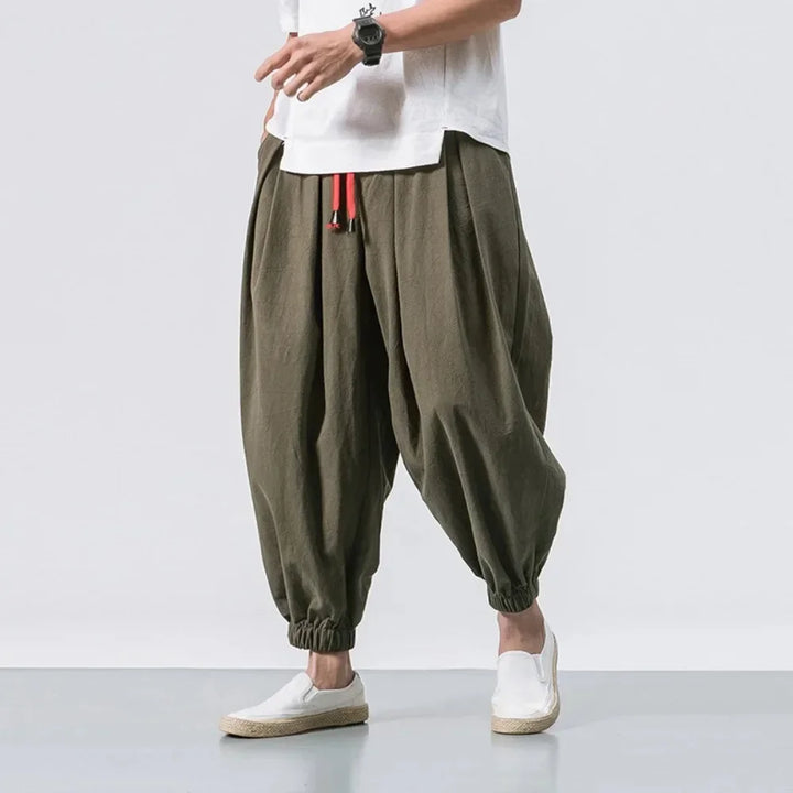 Men's Lightweight Tapered Cotton Linen Pants - Easy Fit Streetwear-MODAUTLET