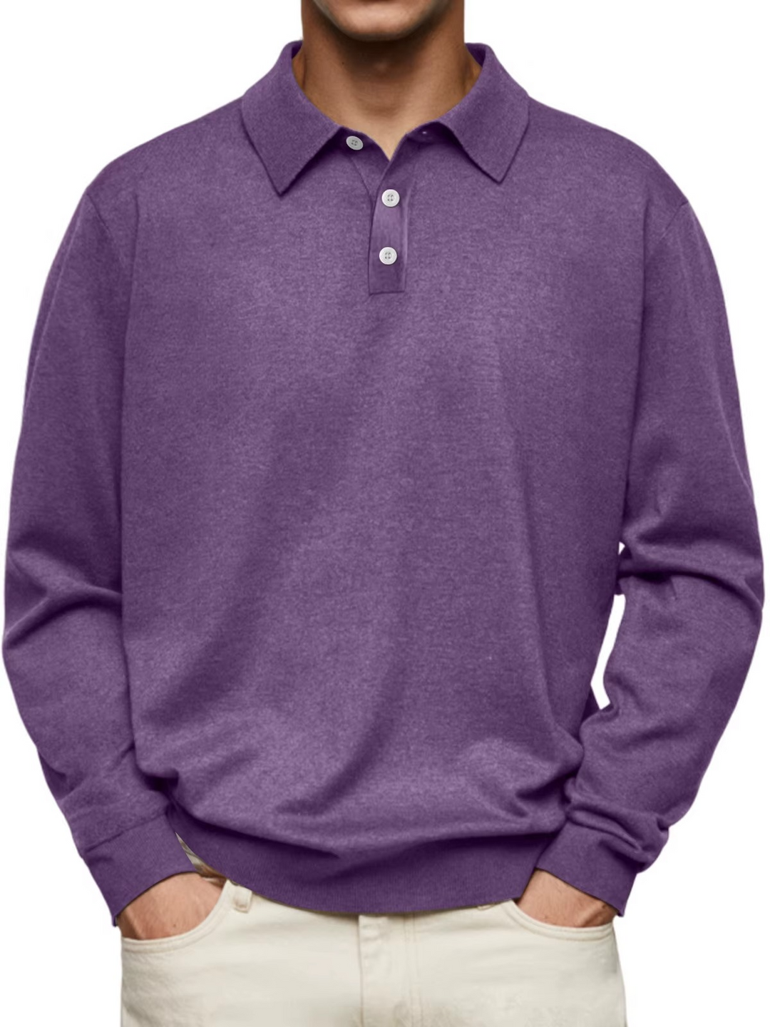 Men's Classic Long Sleeve Polo Shirt-MODAUTLET