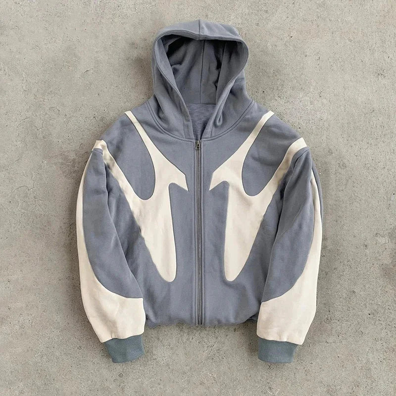 Women's Retro Letter Printed Devil Pattern Hoodie Casual Streetwear Gray