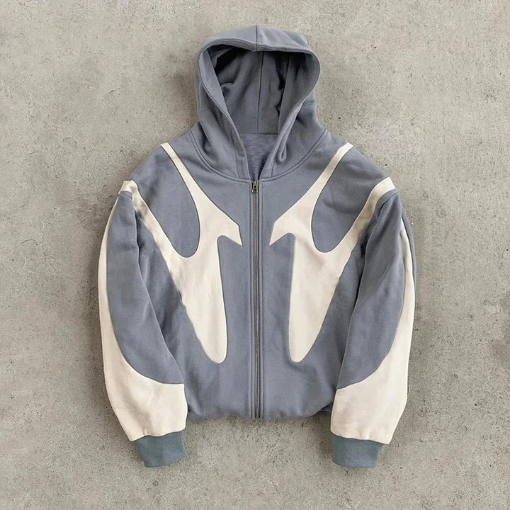 Women's Retro Letter Printed Devil Pattern Hoodie Casual Streetwear Gray