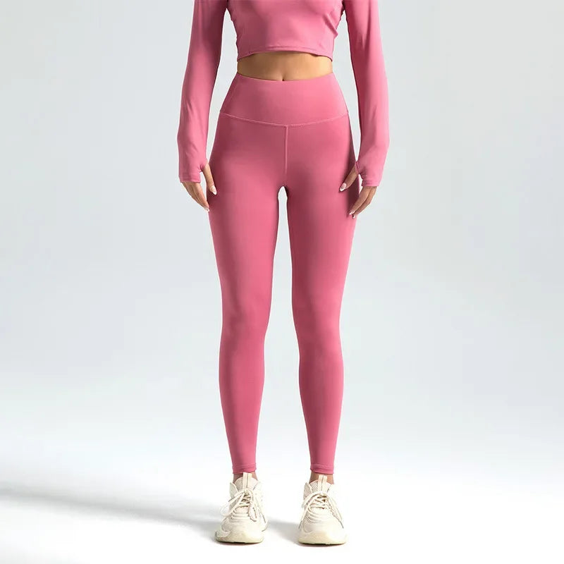 Women's Y2K High Waist Seamless Booty Lifting Gym Leggings Bean paste powder