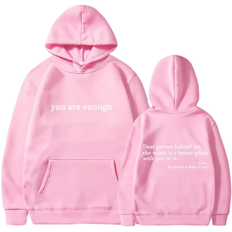 Trendy Unisex "You Are Enough" Retro Hoodie for Men and Women
