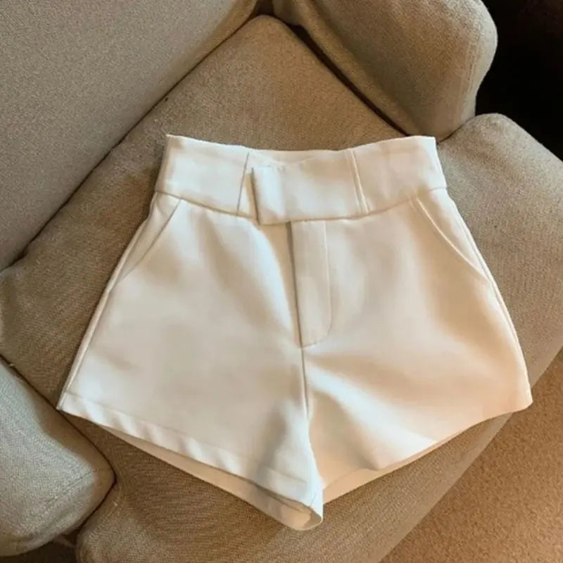 Women's High Waisted Black A-Line Casual Shorts