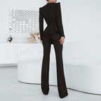 Women Two Piece Blazer Set Office Suit Jacket Trousers