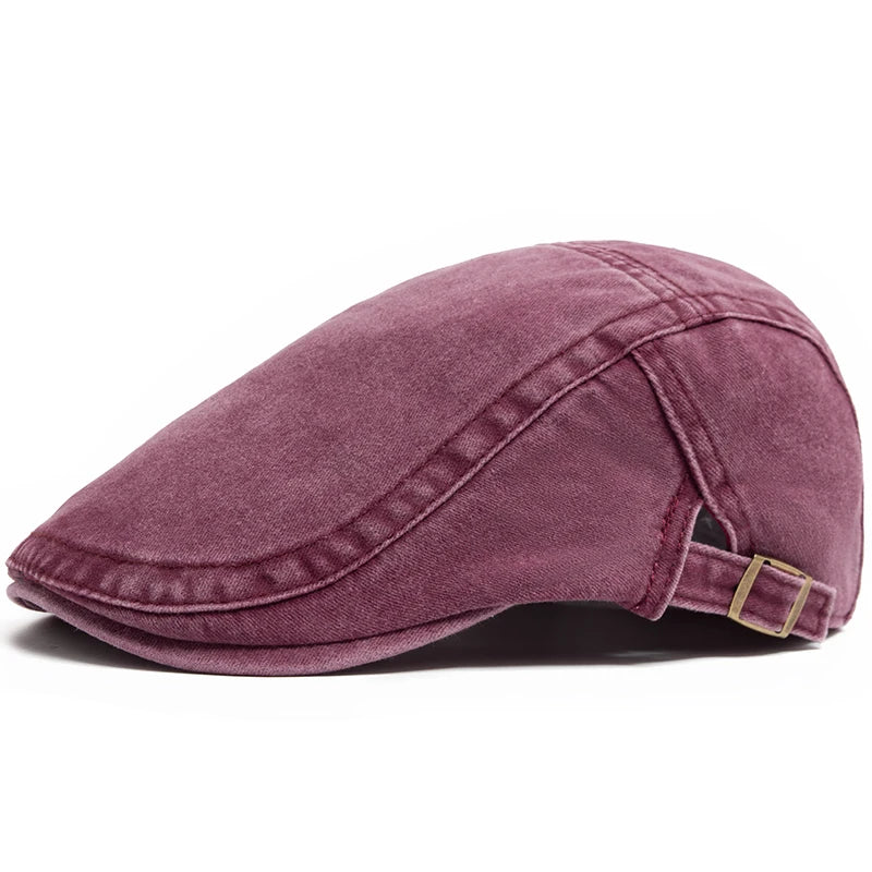 Unisex Vintage Cotton Beret with Adjustable Flat Visor-MODAUTLET