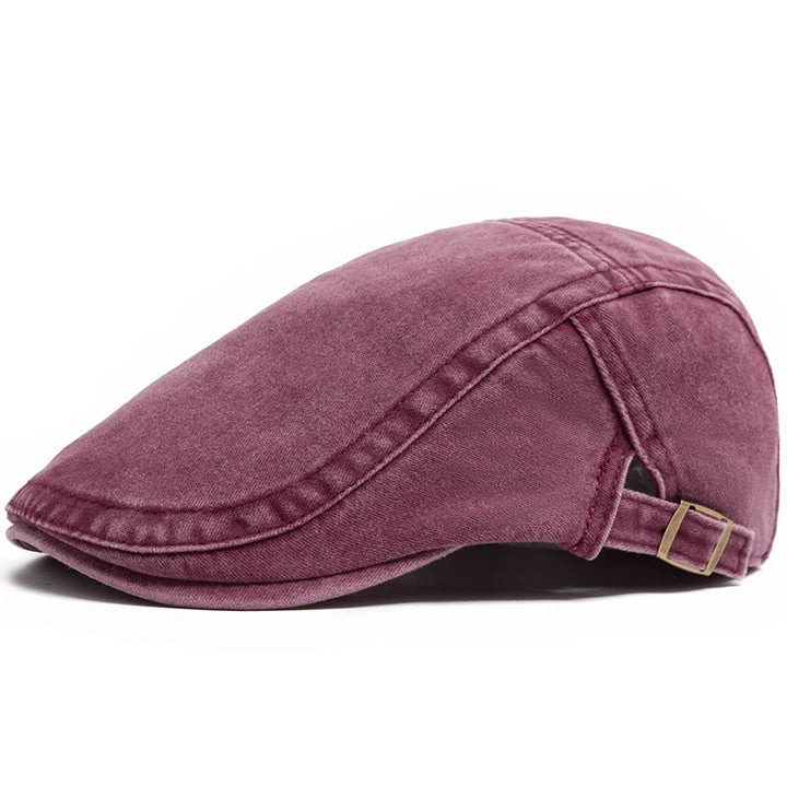 Unisex Vintage Cotton Beret with Adjustable Flat Visor-MODAUTLET