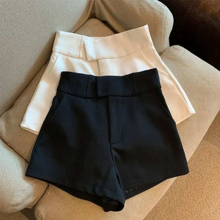 Women's High Waisted Black A-Line Casual Shorts