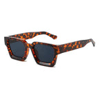 Retro Square Unisex UV400 Sunglasses Leopard Gray As Picture