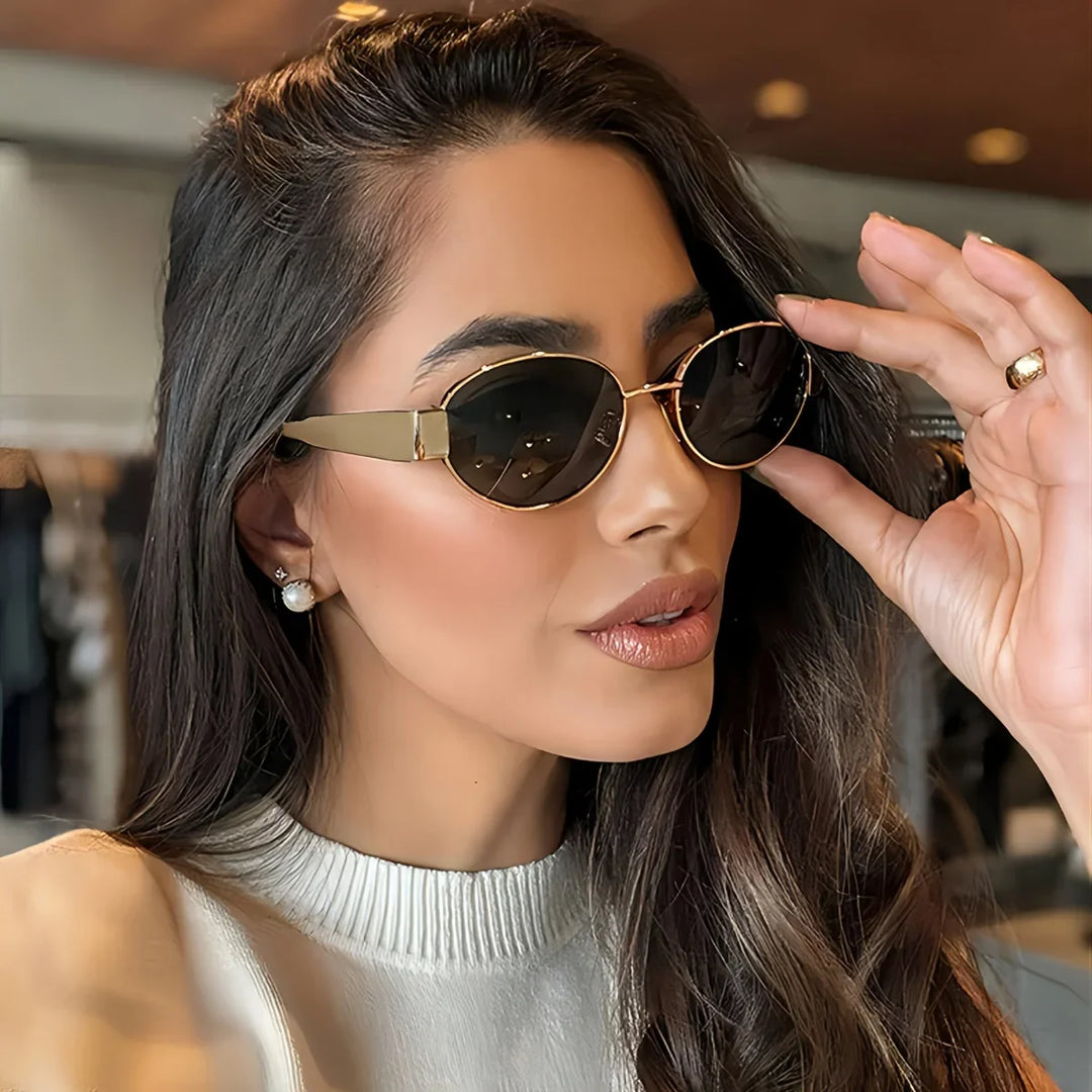 Trendy Unisex Oval Metal Frame Sunglasses-MODAUTLET