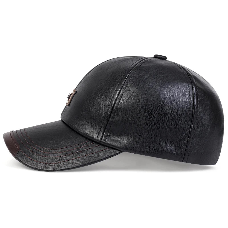 Authentic Cowhide Leather Dad Cap-MODAUTLET