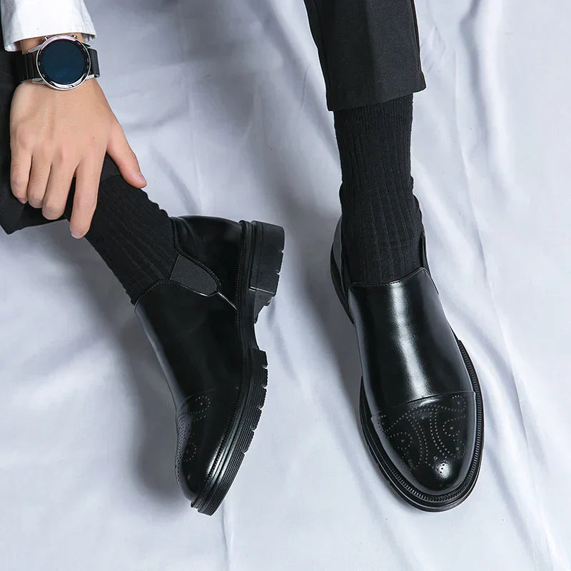 Men's Classic Genuine Leather Slip-On Shoes Black