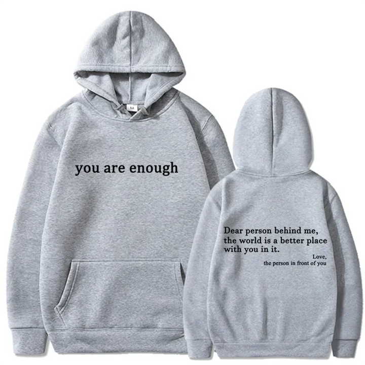 Trendy Unisex "You Are Enough" Retro Hoodie for Men and Women Light