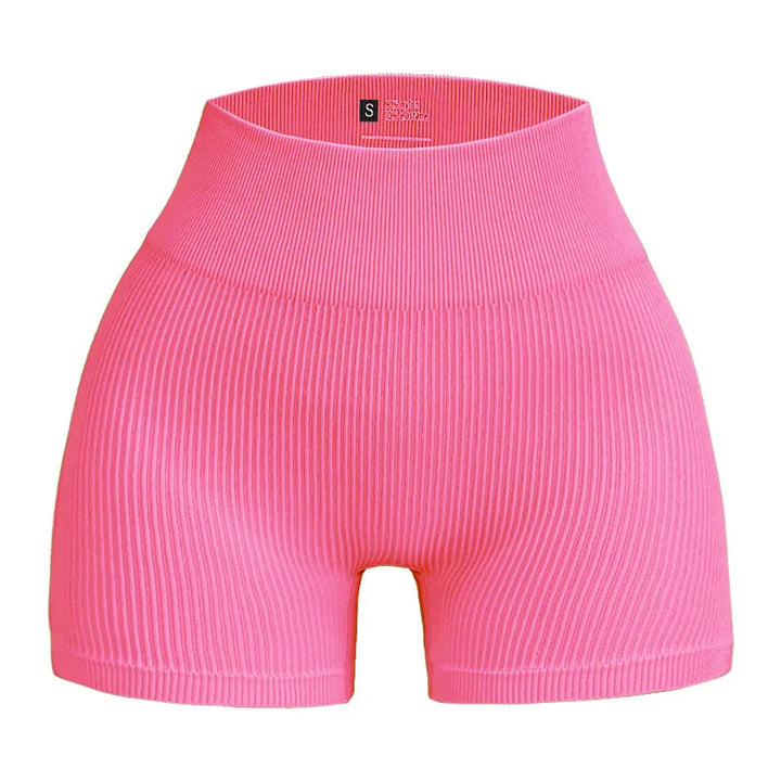 Women's High-Waisted Yoga Shorts, Lift and Shape, Ribbed Texture