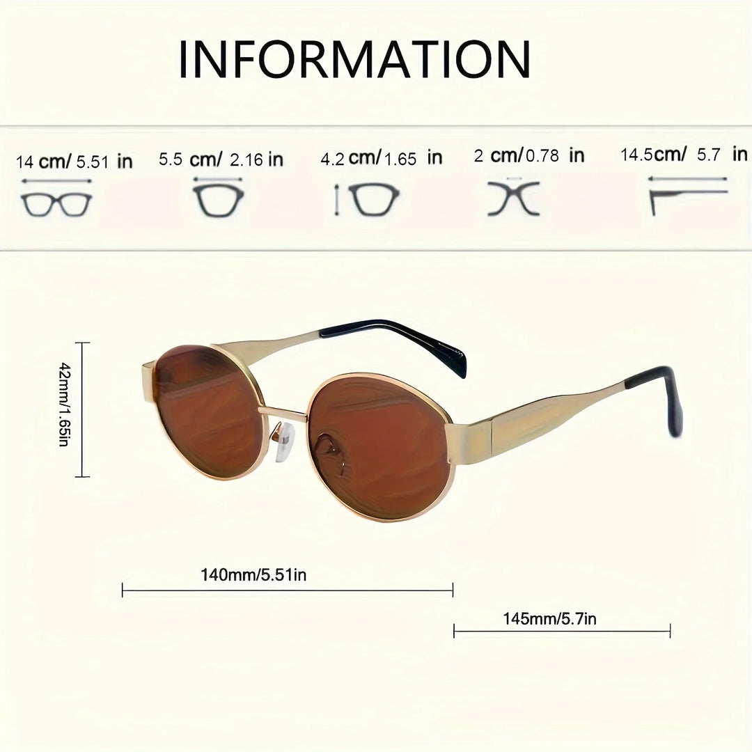 Trendy Unisex Oval Metal Frame Sunglasses-MODAUTLET