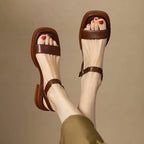 Women's Breathable Open Toe Sandals with Low Square Heel
