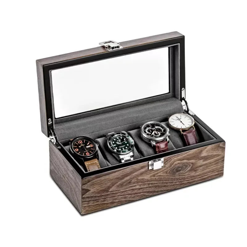 Elegant Wooden Watch Storage Box Beige Classic