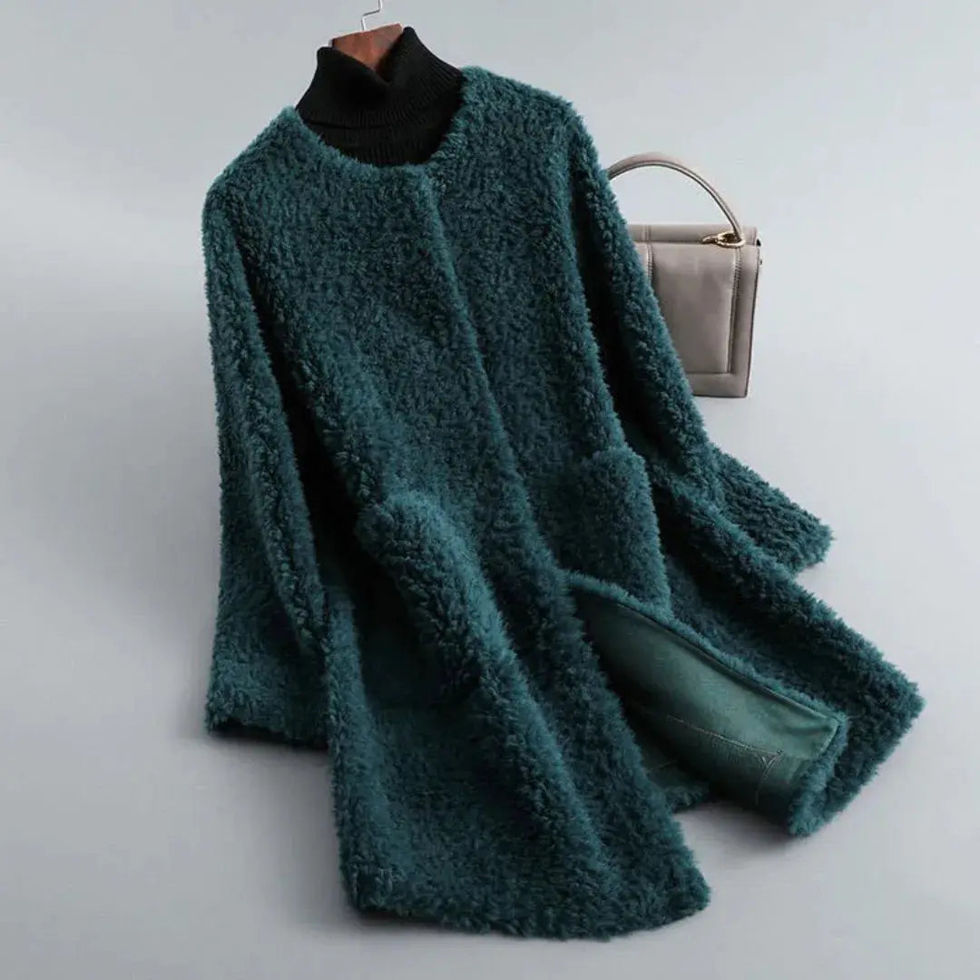 Shearling Fur Coat for Women Mint Green