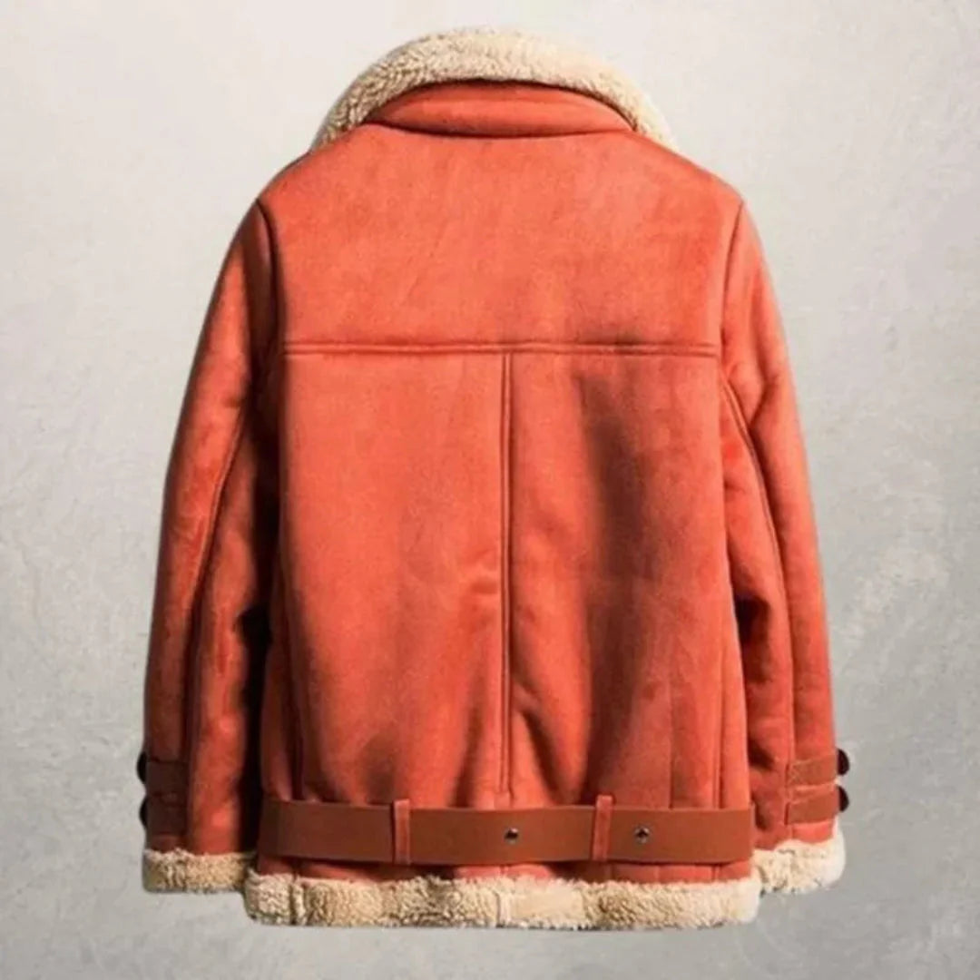 Shearling-Lined Suede Aviator Jacket for Women