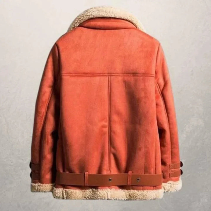 Shearling-Lined Suede Aviator Jacket for Women