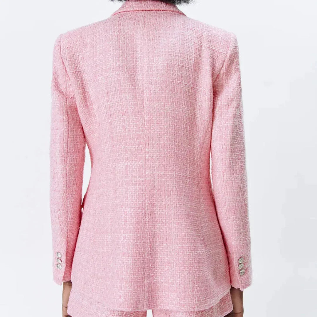 Tweed Double-Breasted Blazer-MODAUTLET