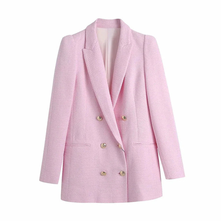 Tweed Double-Breasted Blazer-MODAUTLET