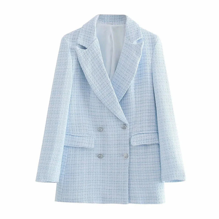 Tweed Double-Breasted Blazer-MODAUTLET