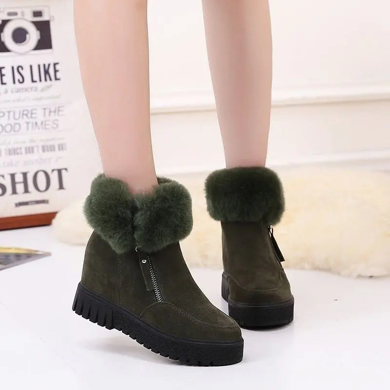 Women's Stylish & Comfortable Short Winter Boots with Integrated Heel