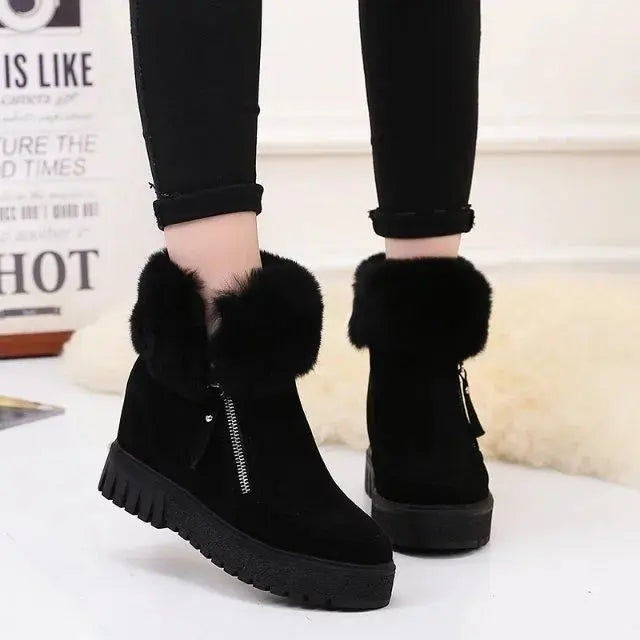 Women's Stylish & Comfortable Short Winter Boots with Integrated Heel