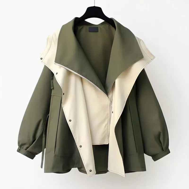 Womens Windproof Trench Coat Water Repellent Lightweight Green