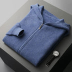 Zip Cashmere Cardigan Blue