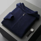 Zip Cashmere Cardigan Navy