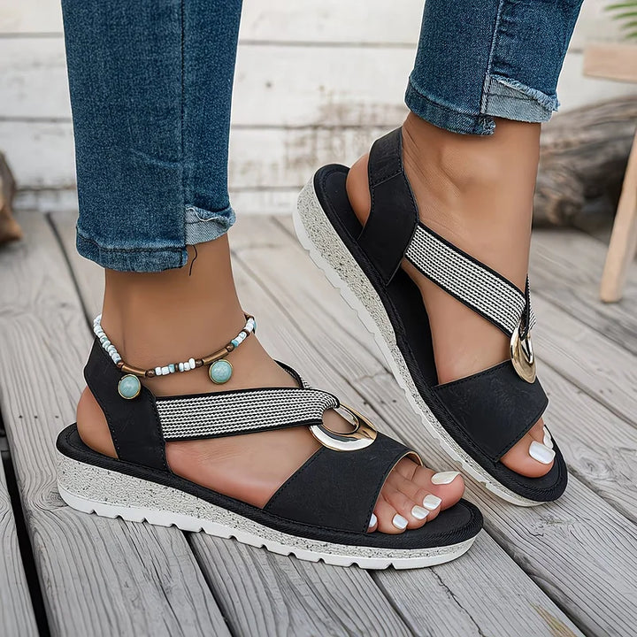 Skylar | Women's Flat Sandals with Metal Buckle-MODAUTLET