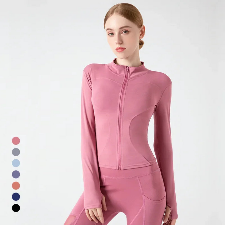 Slim Fit Tracksuit Jacket for a Stylish Look Bean Paste Powder