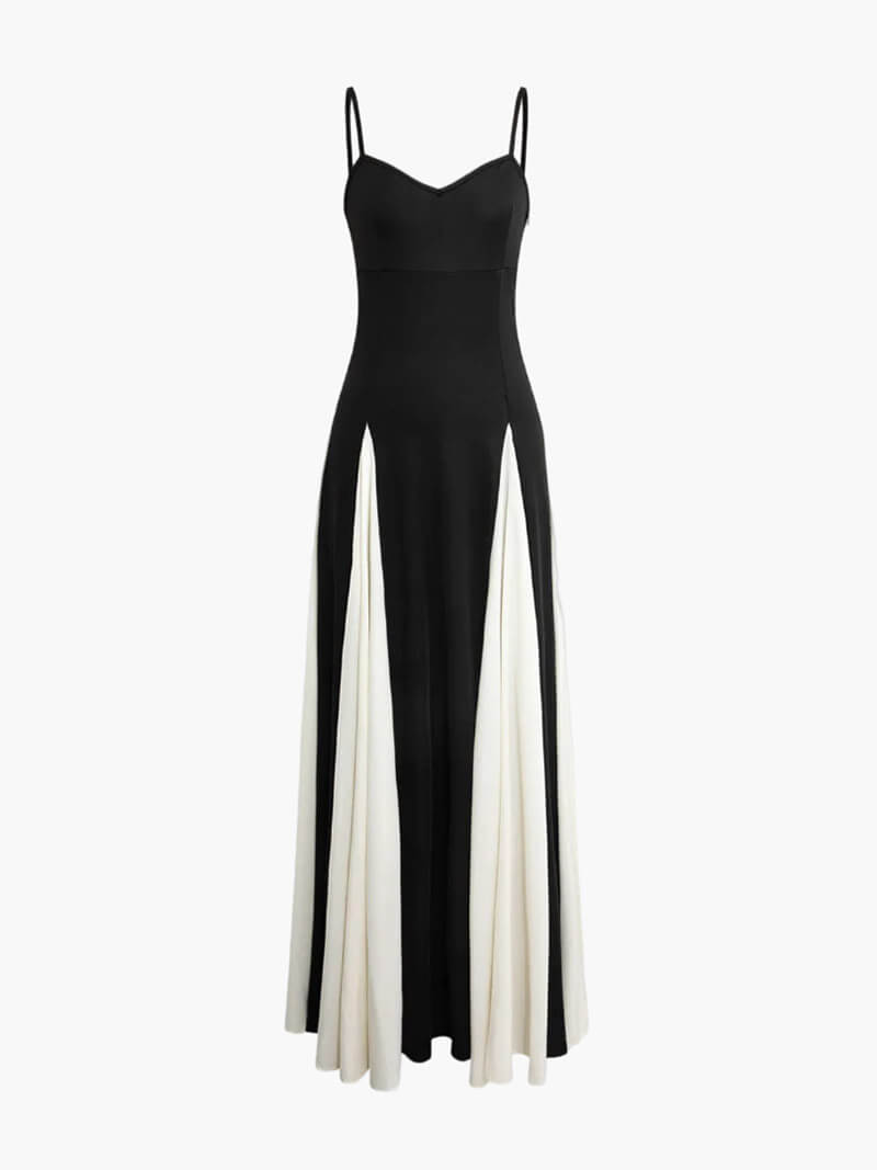 Women's Elegant Black and White Maxi Dress