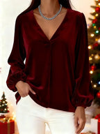 Women's Elegant Nightfall Blouse Red