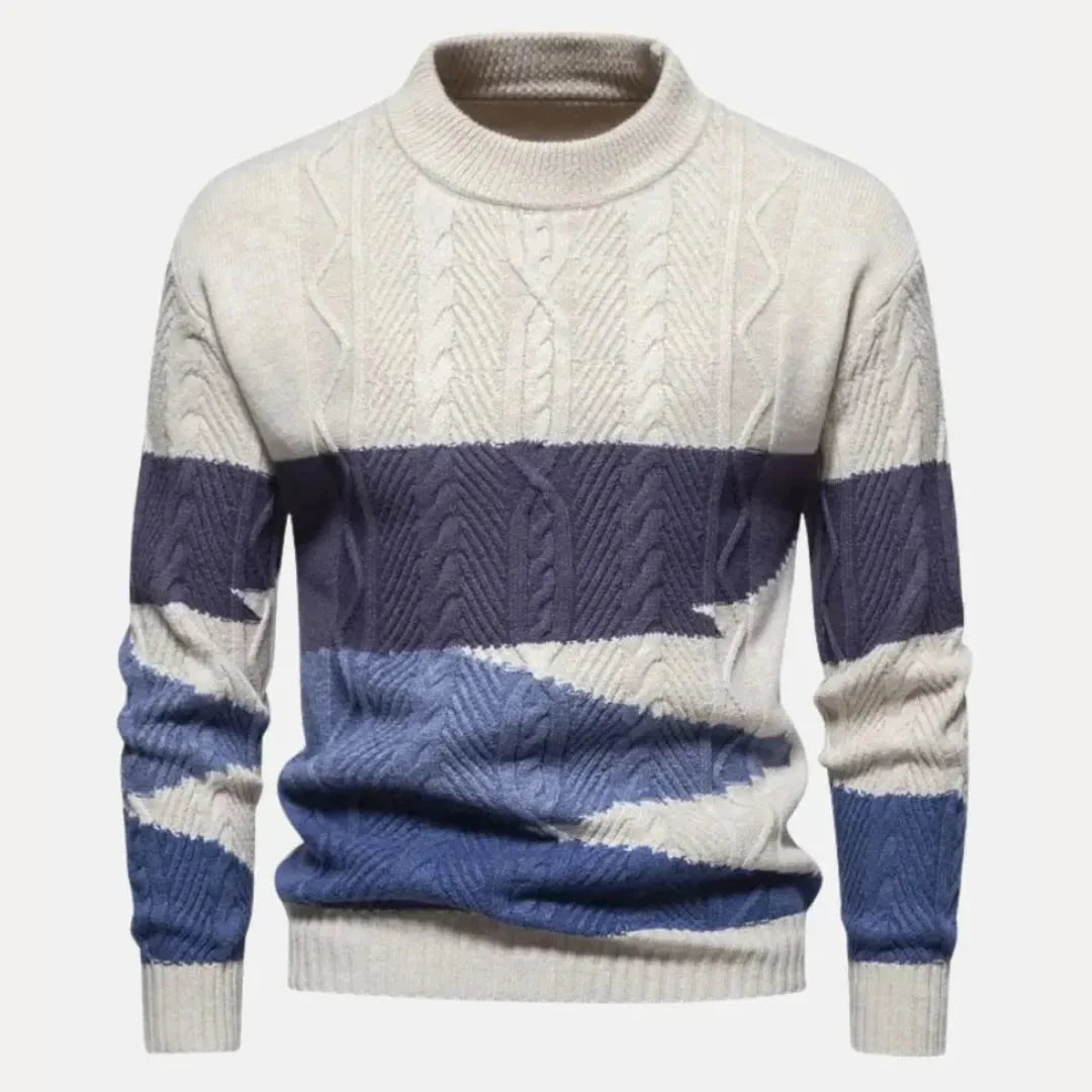 Gradient Cable-Knit Sweater for Stylish Comfort Ocean Blue